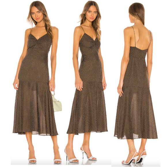 ALEXIS polka dot Nizarra dress in Mocha Dot Linen - Picture 11 of 12